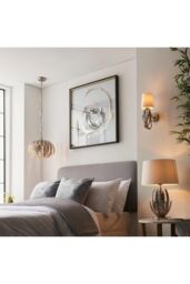 Netlighting Delphine Decorative Silver Layered Leaf Table Lamp with Ivory Fabric Shades - thumbnail 4
