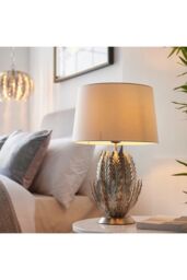 Netlighting Delphine Decorative Silver Layered Leaf Table Lamp with Ivory Fabric Shades - thumbnail 6