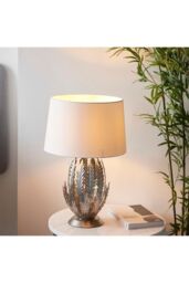 Netlighting Delphine Decorative Silver Layered Leaf Table Lamp with Ivory Fabric Shades - thumbnail 5