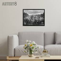 "Artery8 Bulla 1937 Schoolchildren Gas Mask Drill Framed Canvas Wall Art Print in Grey - Size: W18"" x H24""" - thumbnail 3