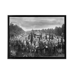 "Artery8 Bulla 1937 Schoolchildren Gas Mask Drill Framed Canvas Wall Art Print in Grey - Size: W18"" x H24""" - thumbnail 1