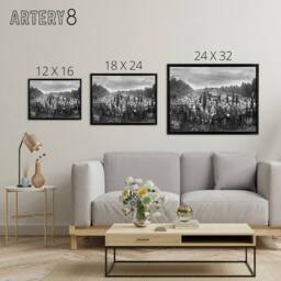 "Artery8 Bulla 1937 Schoolchildren Gas Mask Drill Framed Canvas Wall Art Print in Grey - Size: W18"" x H24""" - thumbnail 4