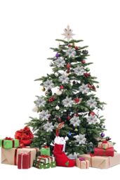 Living and Home 24Pcs Silver Glitter Flower Shape Christmas Hanging Ornaments Party Decorating Supplies