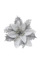 Living and Home 24Pcs Silver Glitter Flower Shape Christmas Hanging Ornaments Party Decorating Supplies - thumbnail 4