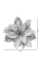 Living and Home 24Pcs Silver Glitter Flower Shape Christmas Hanging Ornaments Party Decorating Supplies - thumbnail 6