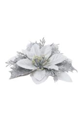 Living and Home 24Pcs Silver Glitter Flower Shape Christmas Hanging Ornaments Party Decorating Supplies - thumbnail 5