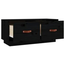 Berkfield Home TV Cabinet Black 80x34x35 cm Solid Wood Pine - Size: 80 x 34 x 35 cm - thumbnail 6