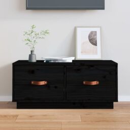 Berkfield Home TV Cabinet Black 80x34x35 cm Solid Wood Pine - Size: 80 x 34 x 35 cm