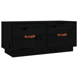Berkfield Home TV Cabinet Black 80x34x35 cm Solid Wood Pine - Size: 80 x 34 x 35 cm - thumbnail 2