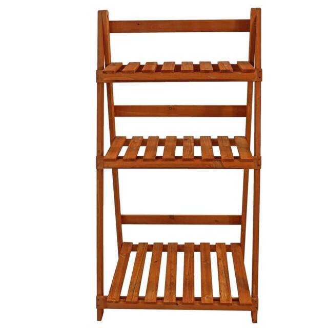 Nordara 3 Tier Foldable Wooden Plant Stand Flower Pot Shelf Rack in Tan - Size: 1000L - image 1