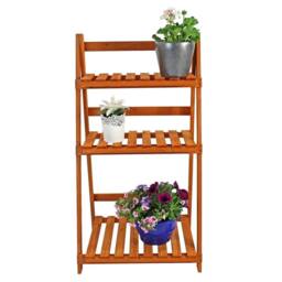 Nordara 3 Tier Foldable Wooden Plant Stand Flower Pot Shelf Rack in Tan - Size: 1000L - thumbnail 5