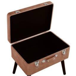 Wyld and Coco Buttoned Storage Stool - Brown Faux Leather Suitcase Design - thumbnail 6