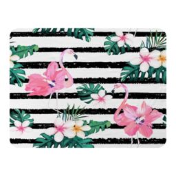 Benjamin Tate Design Floral Flamingos Blanket in Natural - Size: 120 cm x 150 cm - thumbnail 1