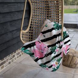 Benjamin Tate Design Floral Flamingos Blanket in Natural - Size: 120 cm x 150 cm - thumbnail 4