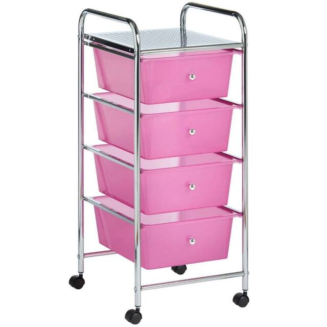 Havendro Pink 4 Drawer Make Up Mobile Home Beauty Salon Storage Trolley - image 1