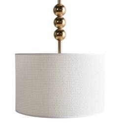 Wyld and Coco Brass-Plated Iron Pendant Lamp with Fabric Drum Shade Mid-Century in Bronze - thumbnail 2