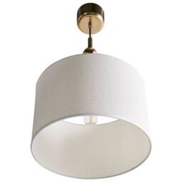 Wyld and Coco Brass-Plated Iron Pendant Lamp with Fabric Drum Shade Mid-Century in Bronze - thumbnail 5