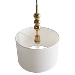 Wyld and Coco Brass-Plated Iron Pendant Lamp with Fabric Drum Shade Mid-Century in Bronze - thumbnail 4