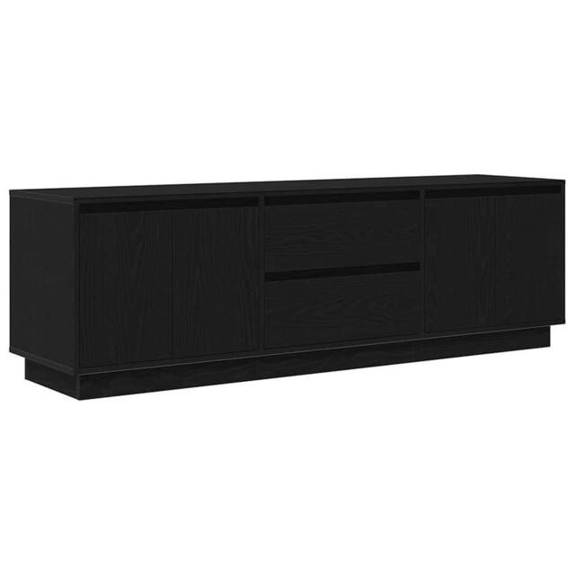 Berkfield Home TV Cabinet with LED Lights Black Oak 160.5x41x50 cm - image 1