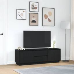 Berkfield Home TV Cabinet with LED Lights Black Oak 160.5x41x50 cm - thumbnail 4