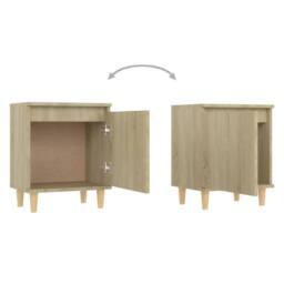 Berkfield Home Bed Cabinet with Solid Wood Legs Sonoma Oak 40x30x50 cm in Light Tan - Size: 40 x 30 x 50 cm - thumbnail 5