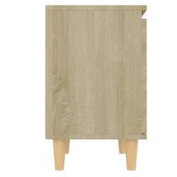 Berkfield Home Bed Cabinet with Solid Wood Legs Sonoma Oak 40x30x50 cm in Light Tan - Size: 40 x 30 x 50 cm - thumbnail 7