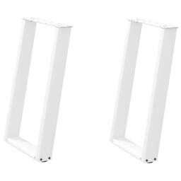 Berkfield Home vidXL Dining Table Legs U-Shaped 2 pcs White 50x(72-73) cm Steel - thumbnail 2