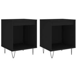 Berkfield Home Modern Bedside Cabinets 2 pcs Black 40x35x50 cm Engineered Wood - Size: 40 x 35 x 50 cm - thumbnail 3