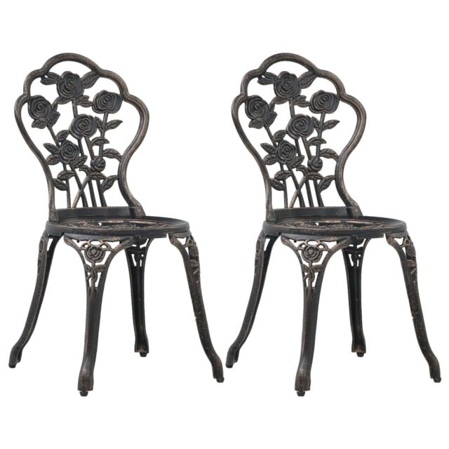 Berkfield Home Bistro Chairs 2 pcs Bronze Cast Aluminium in Brown - image 1