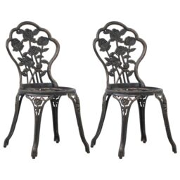 Berkfield Home Bistro Chairs 2 pcs Bronze Cast Aluminium in Brown - thumbnail 1