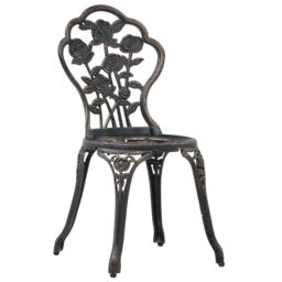 Berkfield Home Bistro Chairs 2 pcs Bronze Cast Aluminium in Brown - thumbnail 2