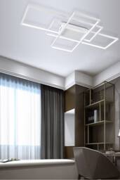 Neutral Style Rectangular LED Semi Flush Ceiling Light in White - thumbnail 3