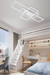 Neutral Style Rectangular LED Semi Flush Ceiling Light in White - thumbnail 1