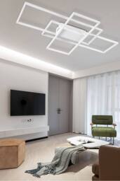 Neutral Style Rectangular LED Semi Flush Ceiling Light in White - thumbnail 2