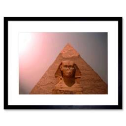 "Artery8 Landmark Sphinx Face Khafre Pyramid Ancient Egypt Framed Art Print in Brown - Size: W12"" x H16""" - thumbnail 1