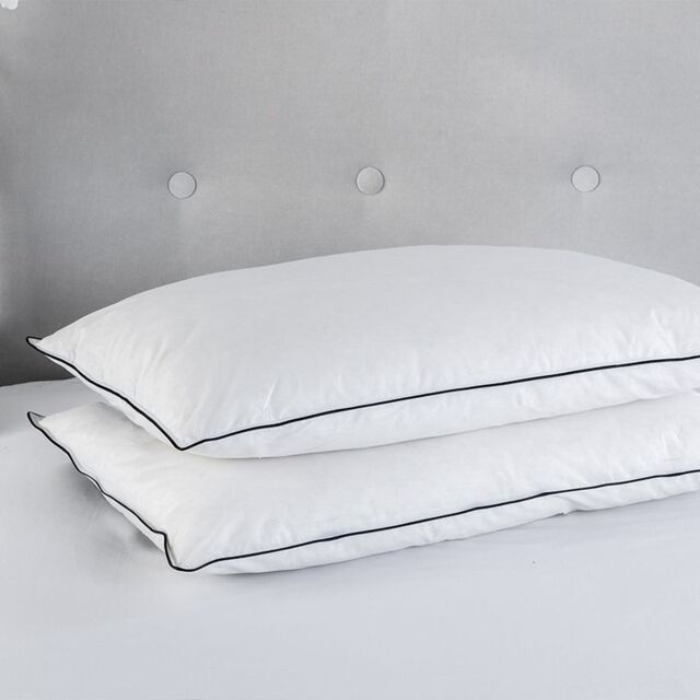 Snug City Duck Feather Pillow Pair 100% Cotton Soft Cover Luxury Sleep in White - image 1