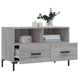 Berkfield Home TV Cabinet Grey Sonoma 80x36x50 cm Engineered Wood - Size: 80 x 36 x 50 cm - thumbnail 4