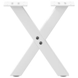 Berkfield Home Coffee Table Legs X-Shaped 2 pcs White 30x(30-31) cm Steel - thumbnail 4