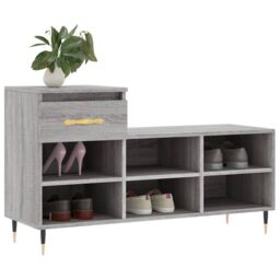 Berkfield Home Shoe Cabinet Grey Sonoma 102x36x60 cm Engineered Wood - Size: 102 x 36 x 60 cm - thumbnail 3