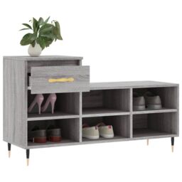 Berkfield Home Shoe Cabinet Grey Sonoma 102x36x60 cm Engineered Wood - Size: 102 x 36 x 60 cm - thumbnail 4