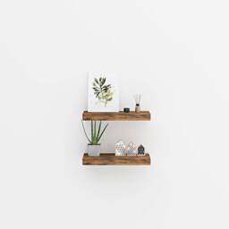 Xample Floating Wall Shelves Set of 2 Modern Wood Display Shelves Wall Rack in Brown - thumbnail 6