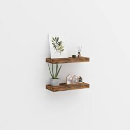 Xample Floating Wall Shelves Set of 2 Modern Wood Display Shelves Wall Rack in Brown - thumbnail 8