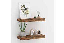 Xample Floating Wall Shelves Set of 2 Modern Wood Display Shelves Wall Rack in Brown - thumbnail 1