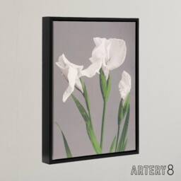 "Artery8 White Irises Blooming Flowers Framed Canvas Wall Art Print Kazumasa in Green - Size: W12"" x H16""" - thumbnail 2