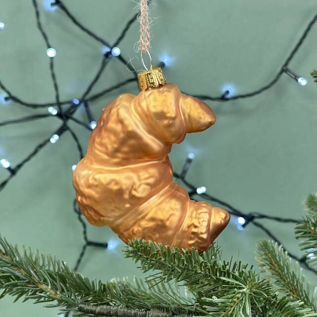 The Alphabet Gift Shop Croissant Shaped Glass Bauble in Brown - image 1