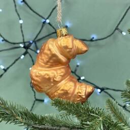 The Alphabet Gift Shop Croissant Shaped Glass Bauble in Brown