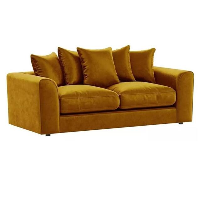 Furniture 786 Plush Velvet 3 Seater Sofa in Mustard - image 1