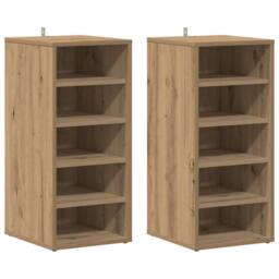 Berkfield Home Shoe Cabinets 2 pcs Artisan Oak 32x35x70 cm Engineered Wood in Brown - Size: 32 x 35 x 70 cm - thumbnail 3