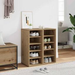 Berkfield Home Shoe Cabinets 2 pcs Artisan Oak 32x35x70 cm Engineered Wood in Brown - Size: 32 x 35 x 70 cm - thumbnail 2