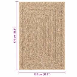 Berkfield Home Rug 120x170 cm Jute Look Indoor & Outdoor in Brown - Size: 100 cm diameter - thumbnail 9